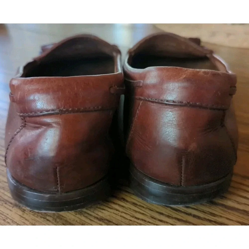 Bass Bombay Loafers Shoes Men's Size 9 D Brown Tassel Leather Slip‎ On Moc Toe